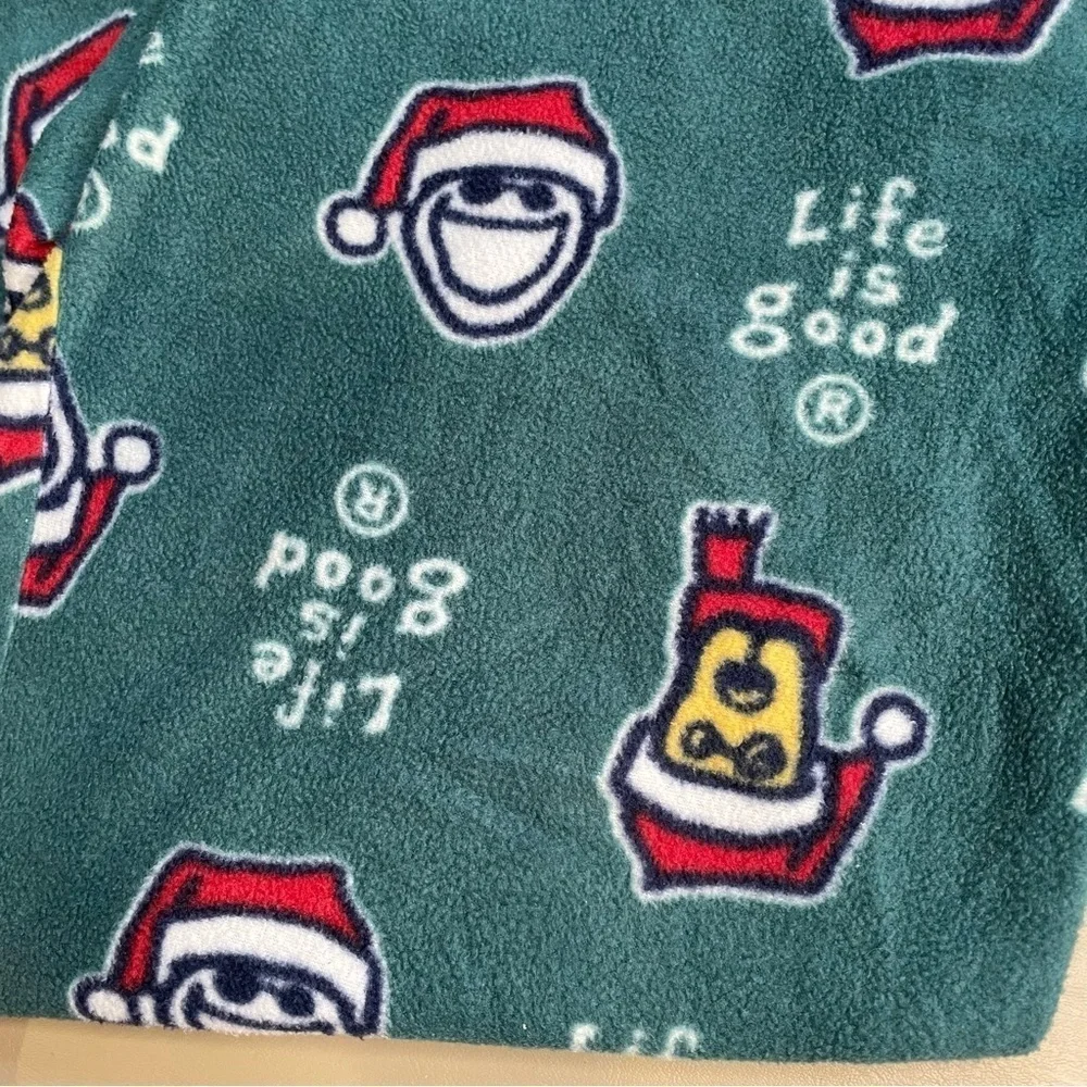 Men's Life Is Good Dog Christmas Holiday Sleepwear/Lounge Pants Green Size L